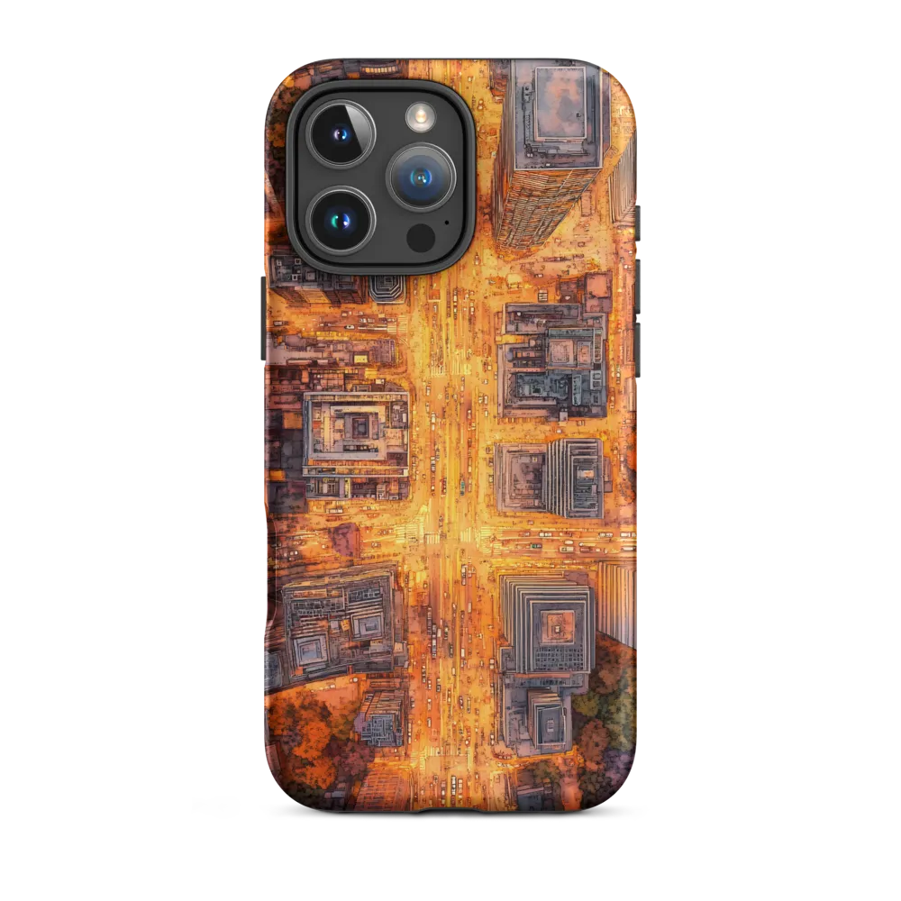 Golden Metropolis Grid | Phone Case