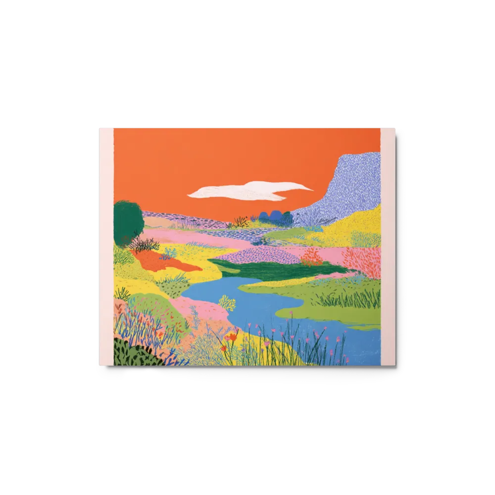 Serene Valley River 
 Poster with Red oak Frame | 18″x 18″
