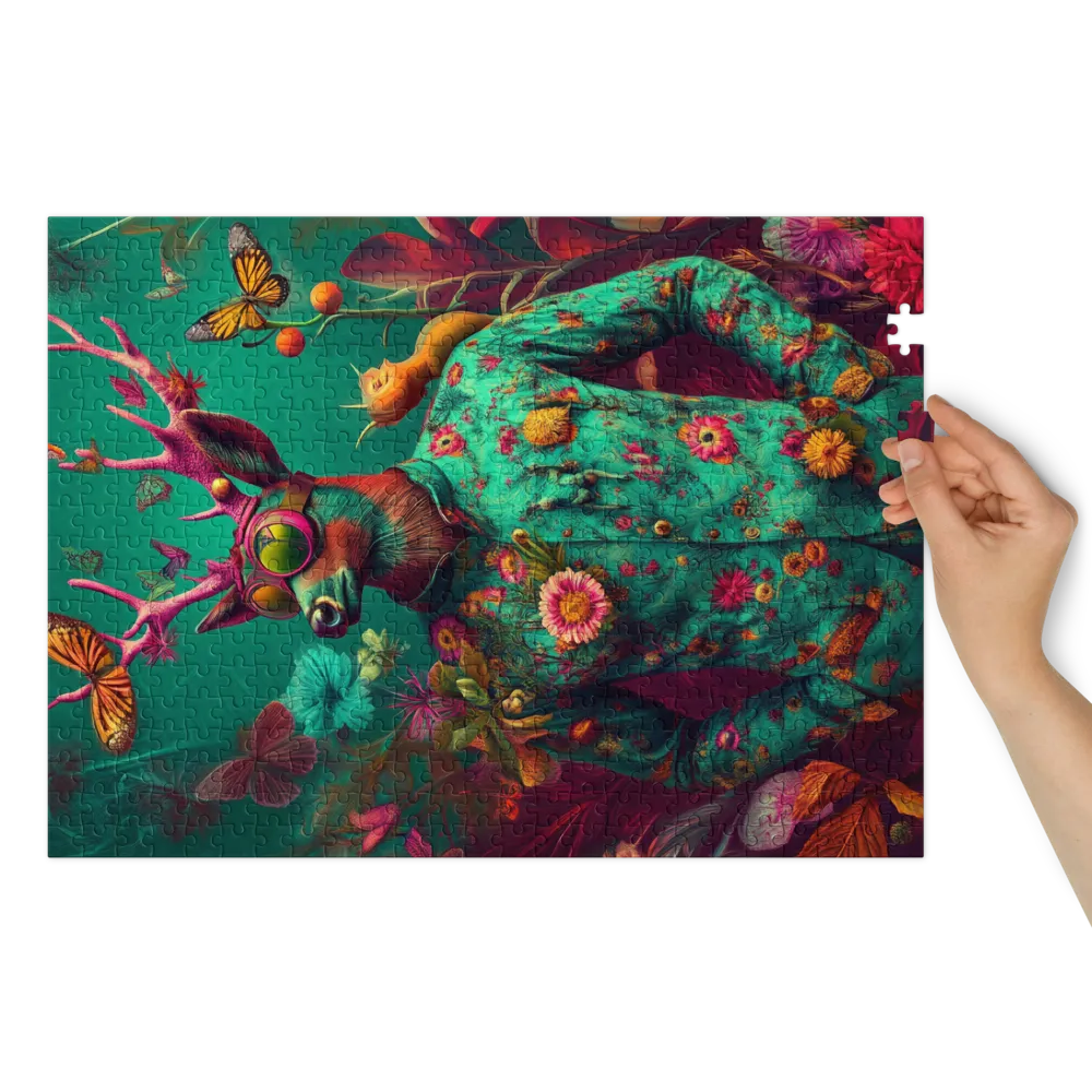 The Floral Stag 
 Jigsaw Puzzle in Tin Box