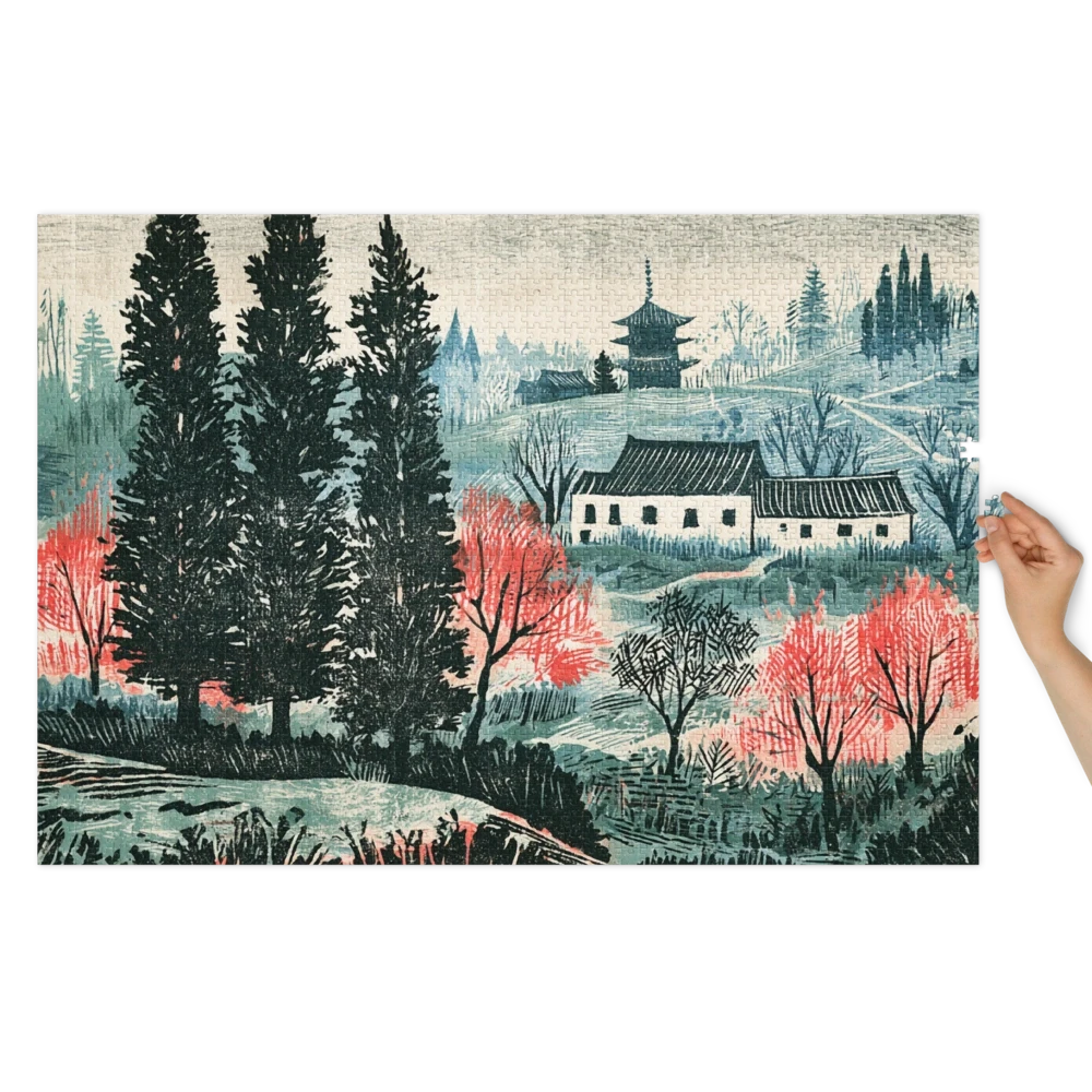 Springtime Pagoda Landscape | Jigsaw Puzzles