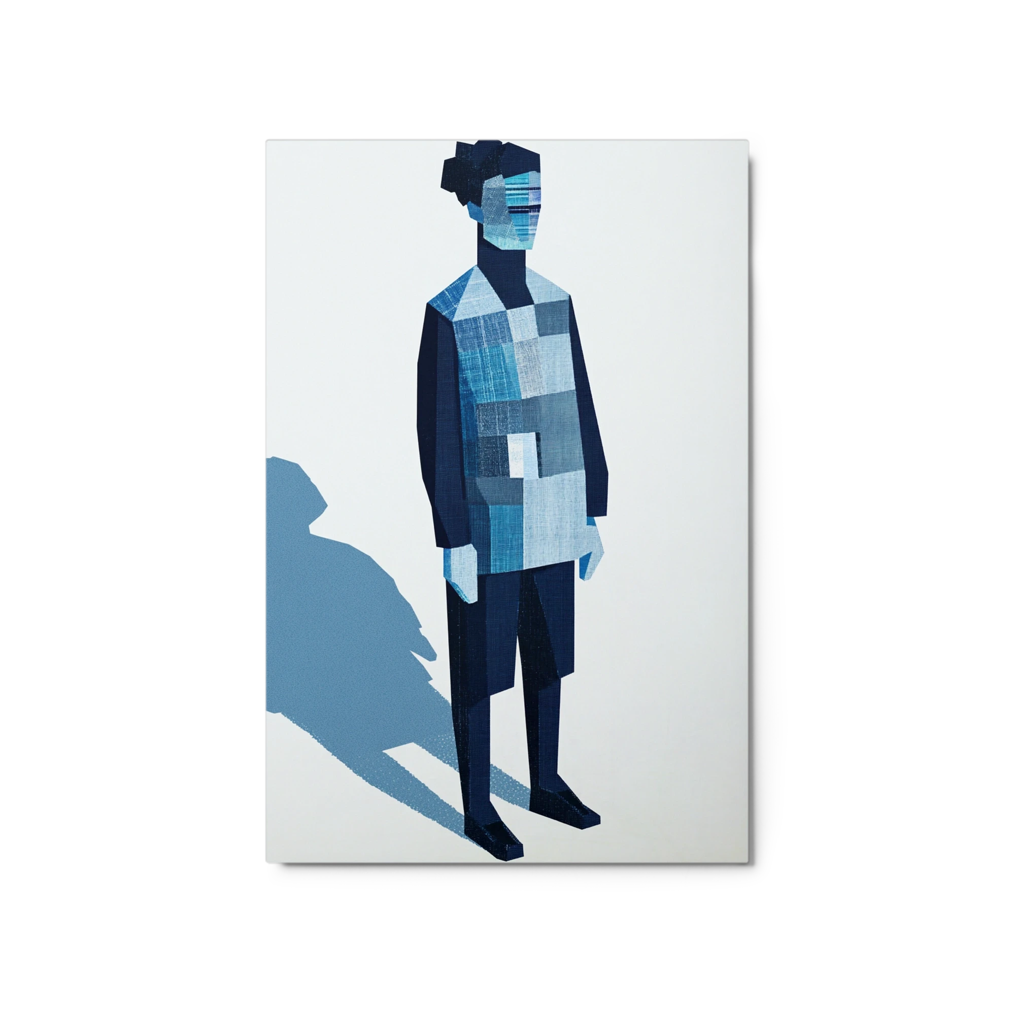 Geometric Human Figure in Blue