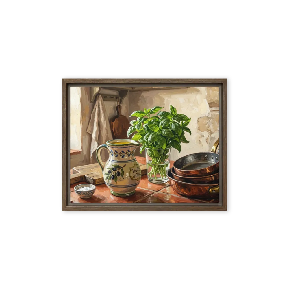 Mediterranean Kitchen Still Life 
 Poster with Black Frame | 11″x 14″
