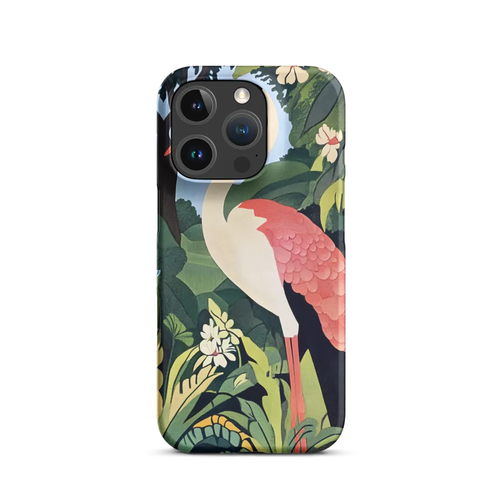 Stylized Crane in Lush Greenery | Phone Case