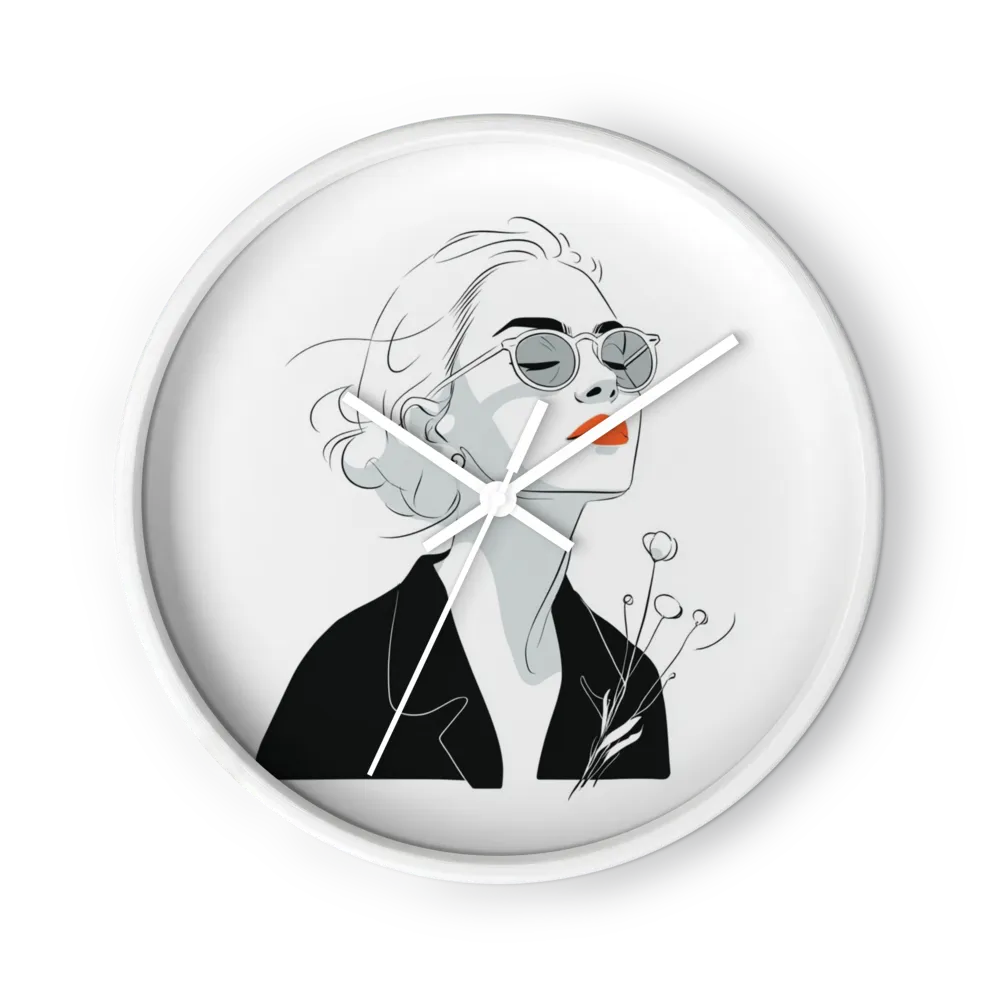 Woman in Sunglasses with Red Lips | Wall Clock