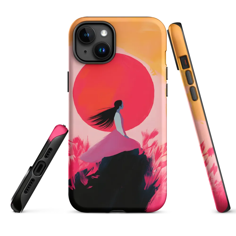 Silhouetted Woman Against Vibrant Sunset | Phone Case