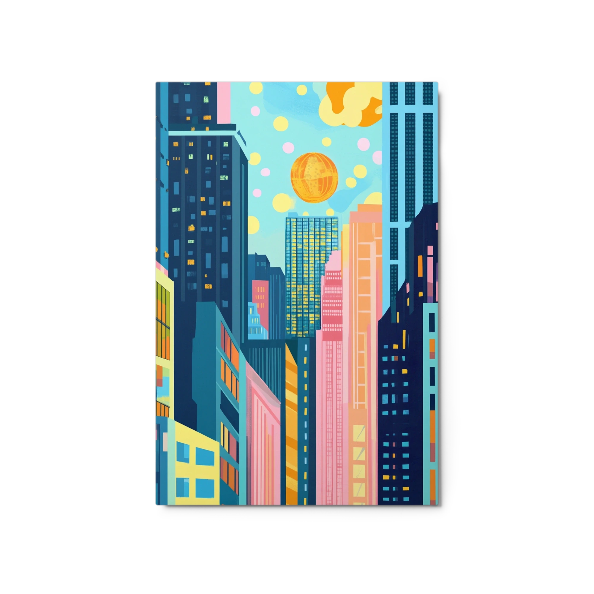 Vibrant Cityscape with Sun