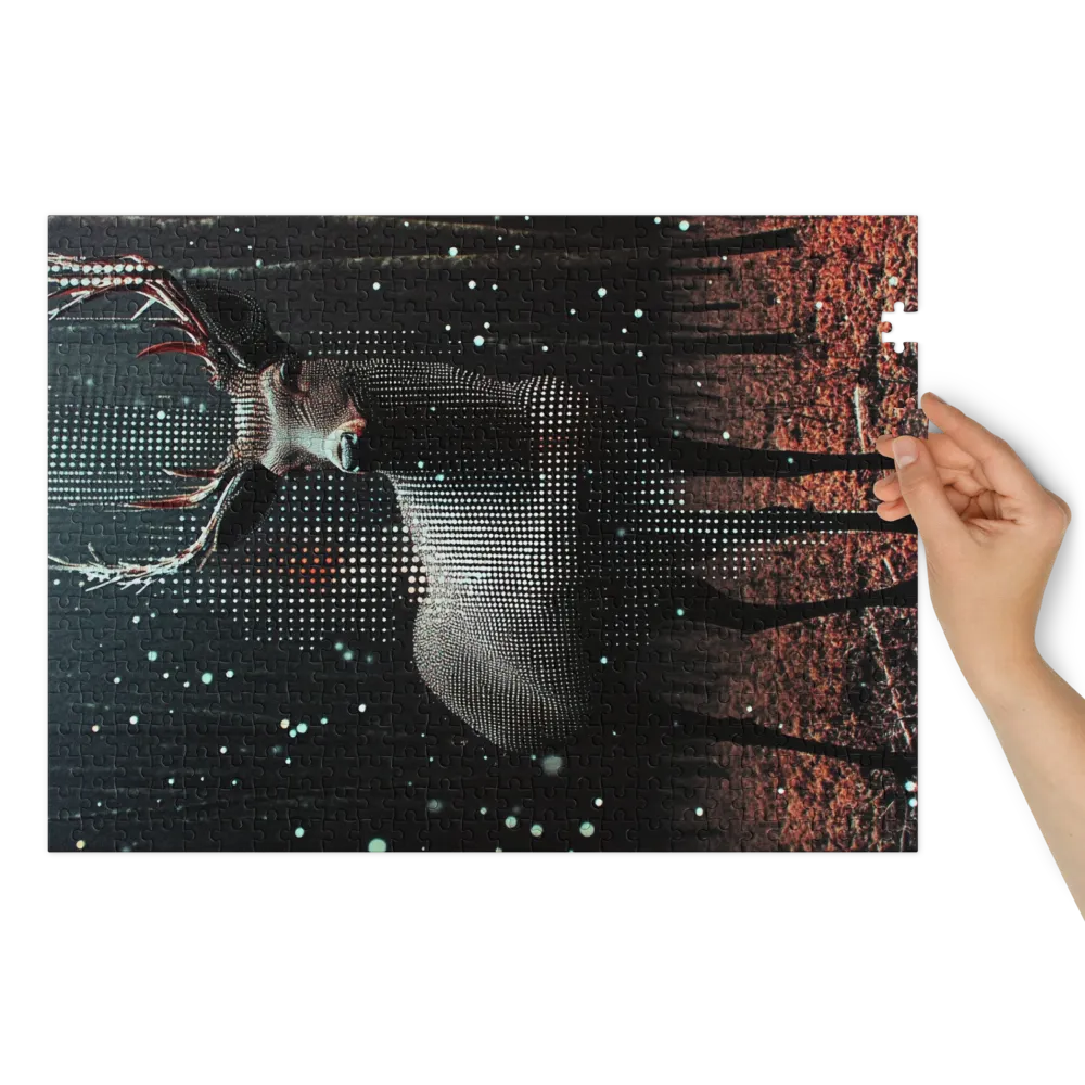 Fragmented Forest Stag 
 Jigsaw Puzzle in Tin Box