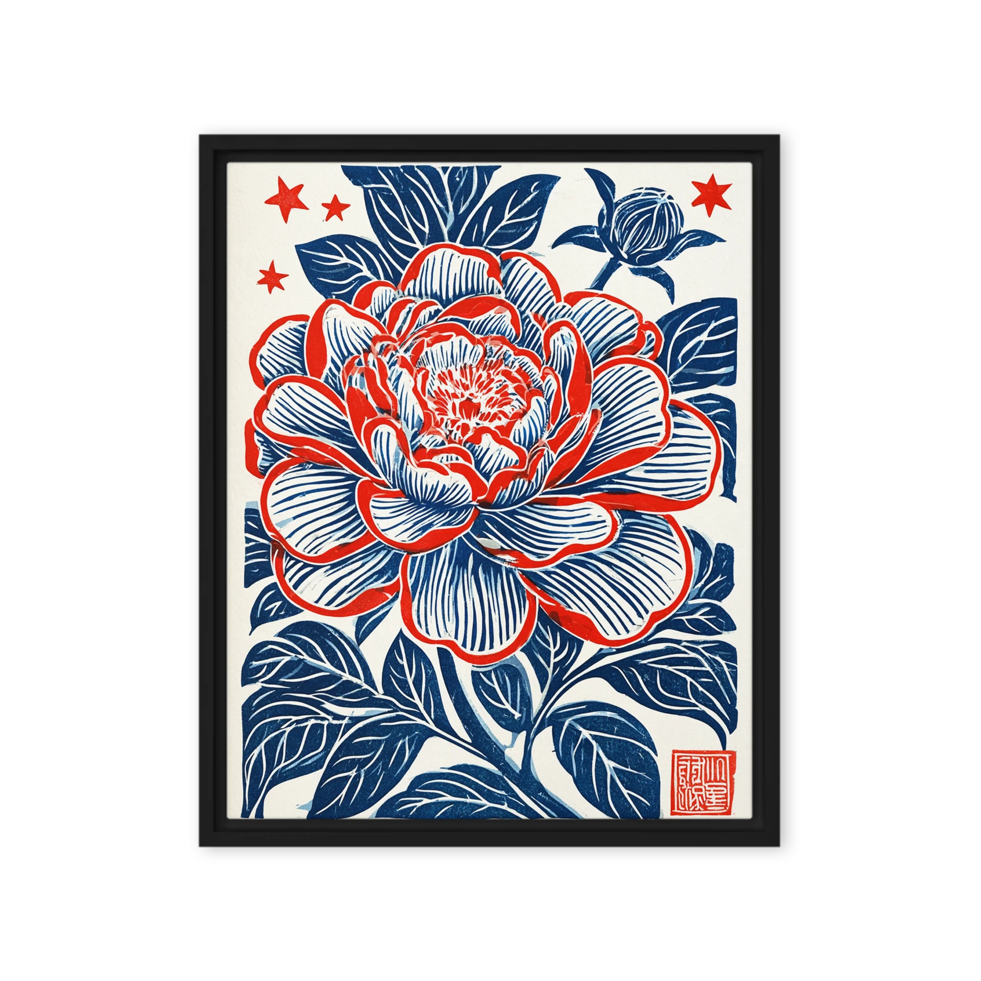 Red Peony Linocut
