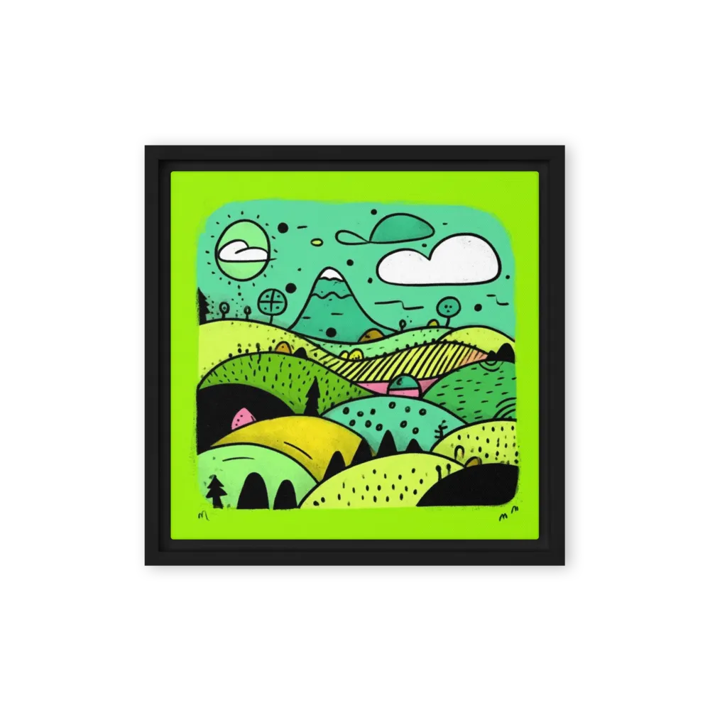 Verdant Slopes 
 Poster with Red oak Frame | 10″x 10″