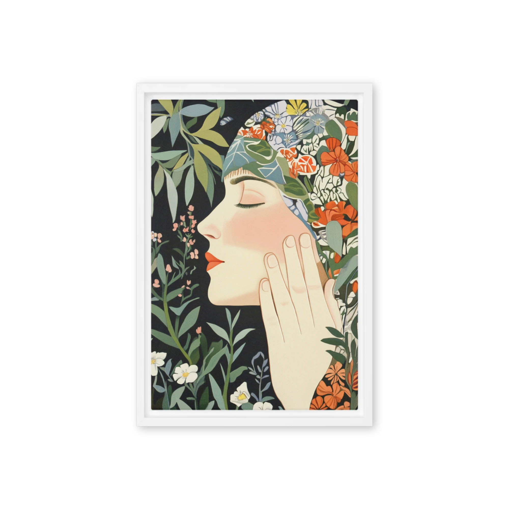 Floral Headdress Woman Profile