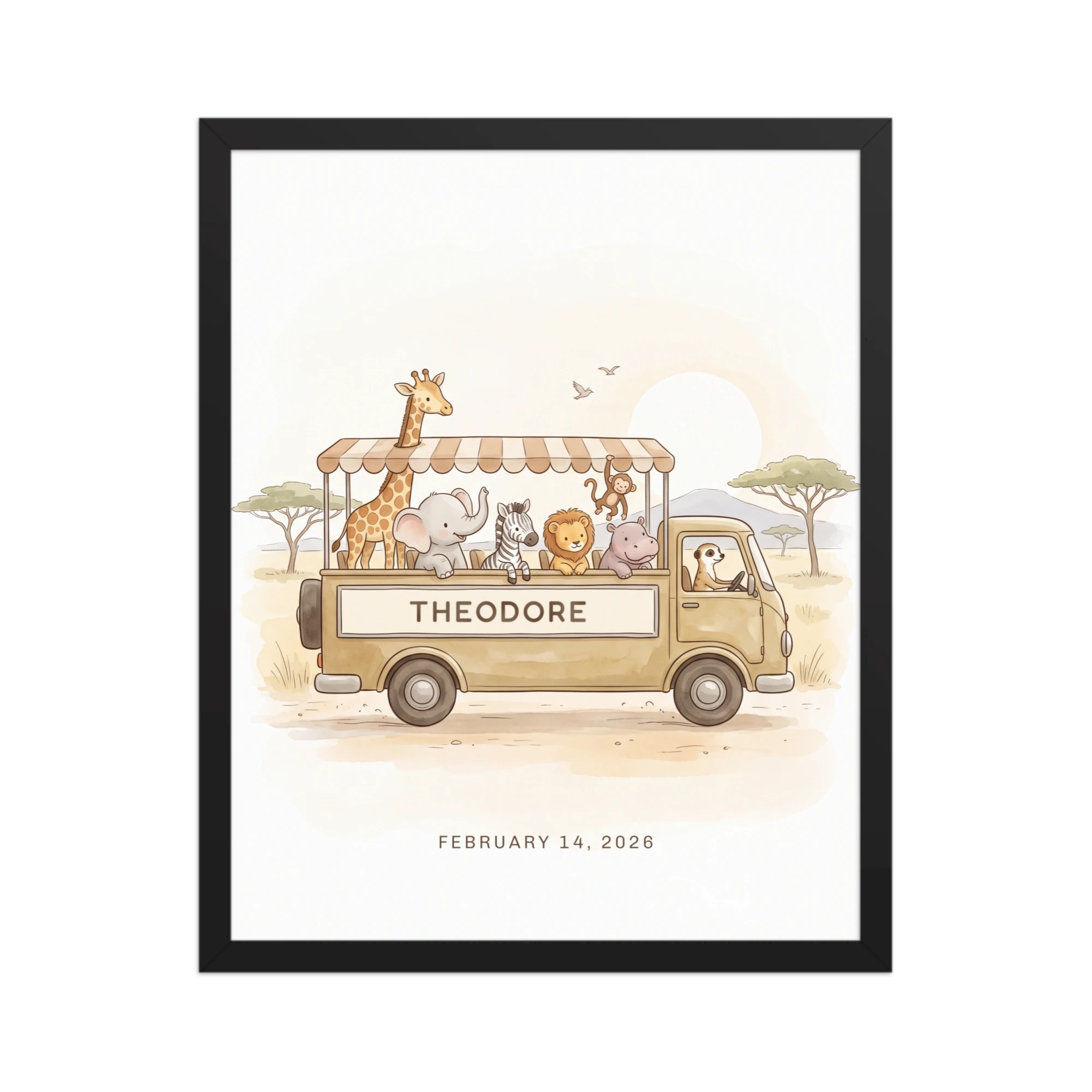 Safari Bus Nursery Name Art — example
