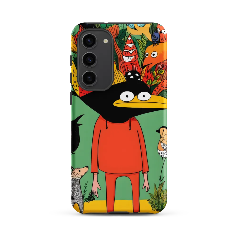 Surreal Bird-Headed Character in a Whimsical Forest