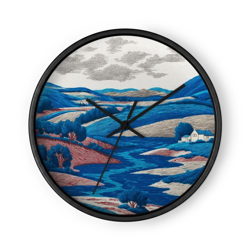 River Among Blue Hills | Wall Clock