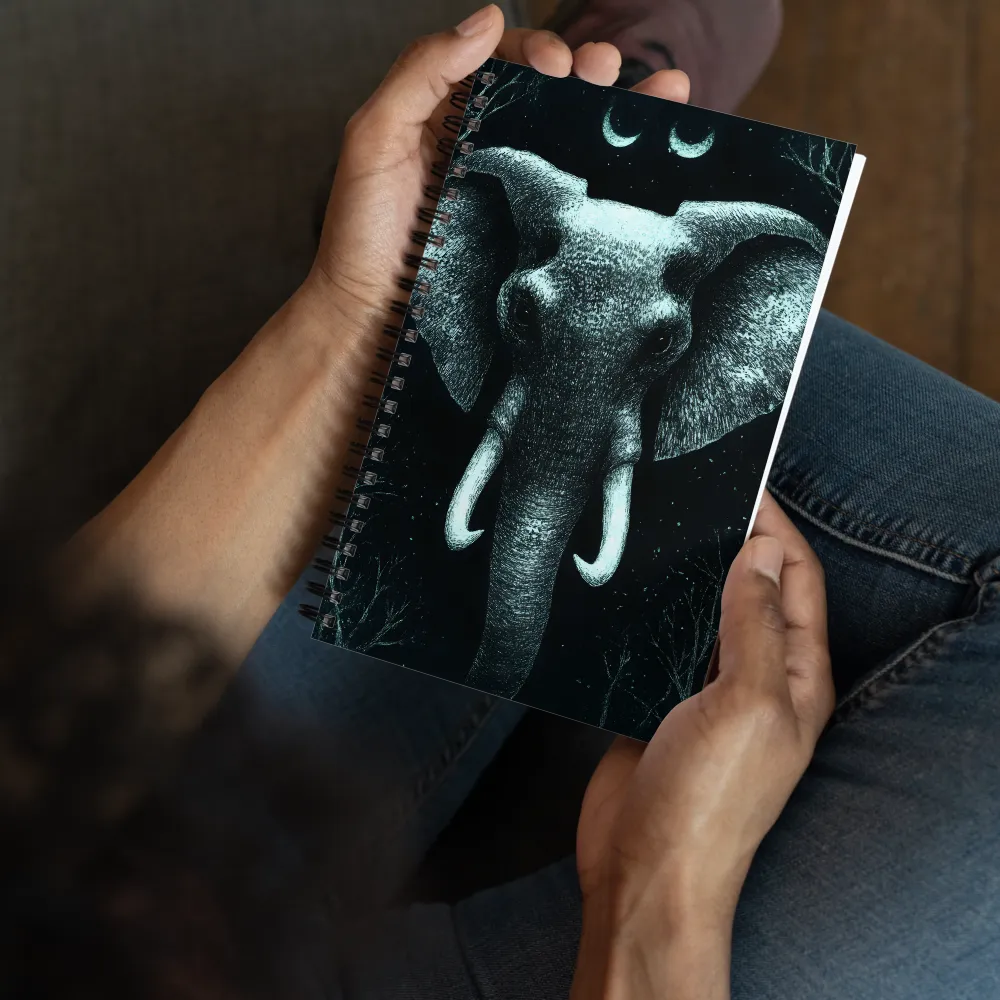 Elephant Under Twin Moons 
 Spiral Notebook | 140 pages