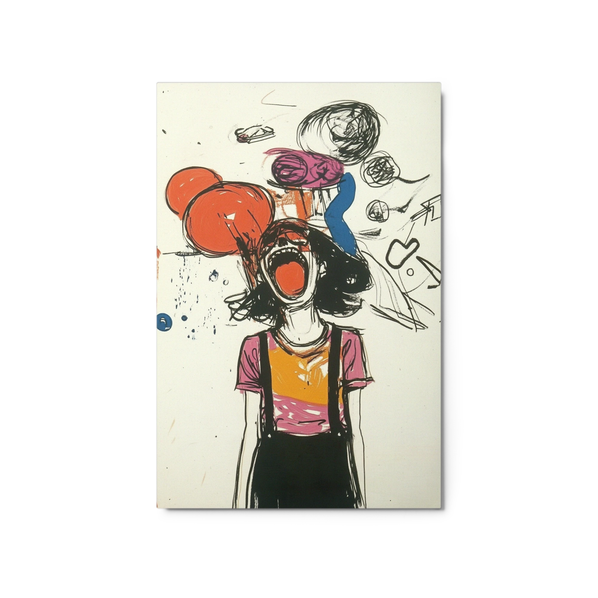 Screaming Person with Abstract Shapes
