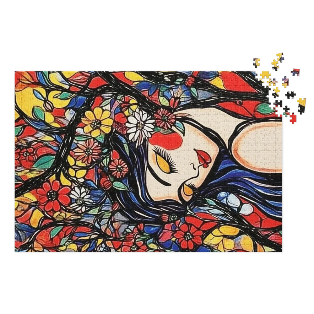 Colorful Floral Woman Illustration | Jigsaw Puzzle (252/520 pieces)