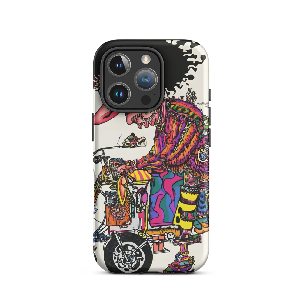 Surreal Character on Colorful Motorcycle | Phone Case
