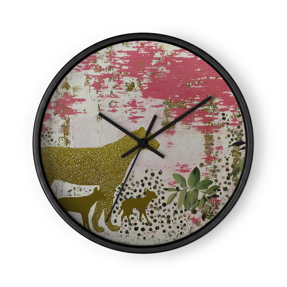 Leopard in Pink Realm | Wall Clock
