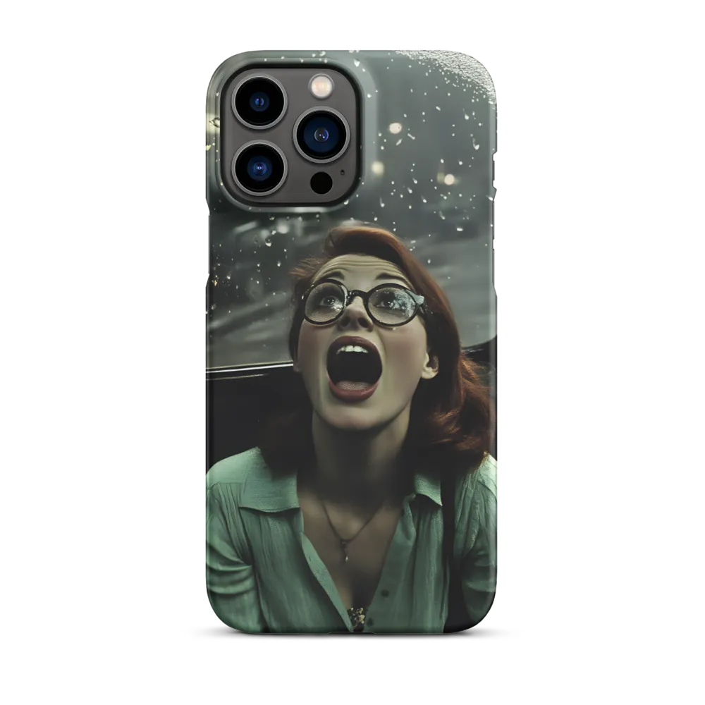Vintage Photograph of a Surprised Woman in Rain | Phone Case