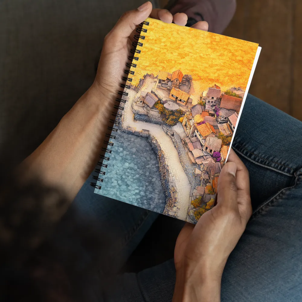 Mosaic Coastal Village 
 Spiral Notebook | 140 pages