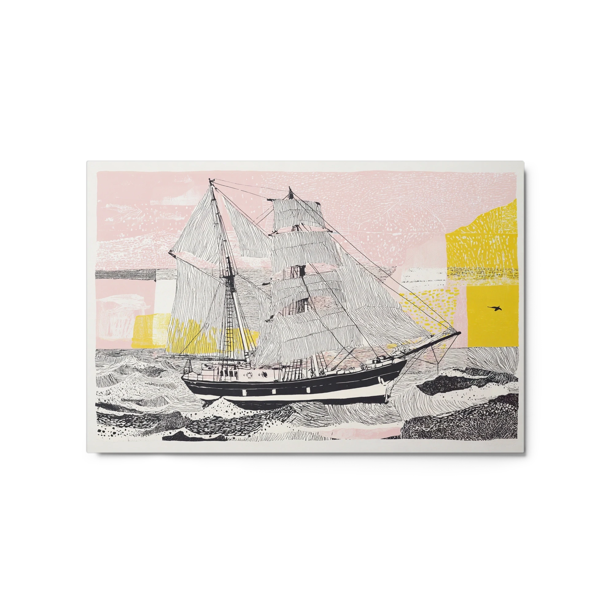 Sailing Ship on Pink Horizon
