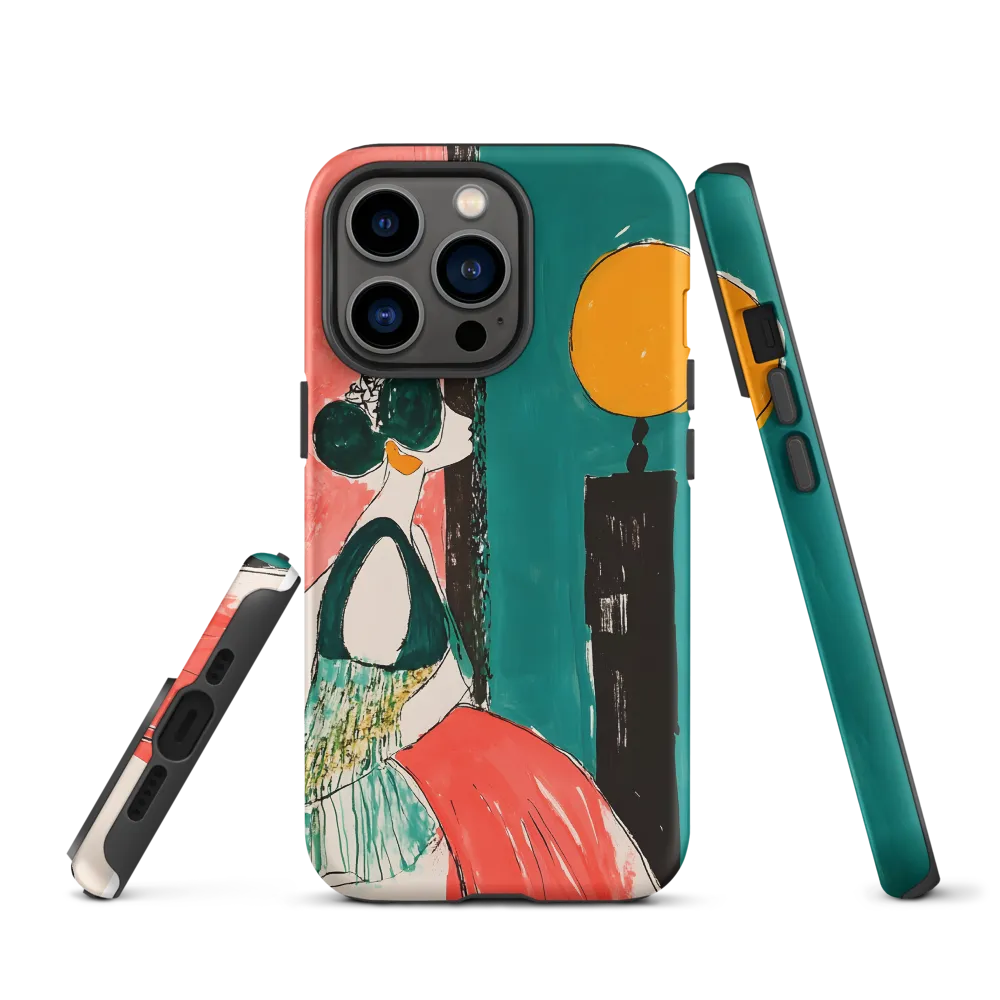 Abstract Artwork of Woman Beside Lamp | Phone Case