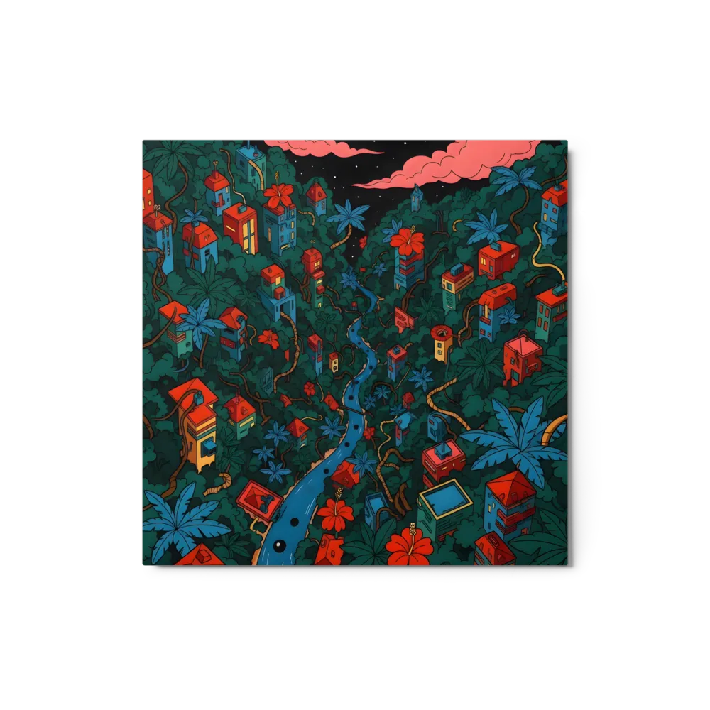 Hidden Canopy Village 
 Canvas | 14″x 14″