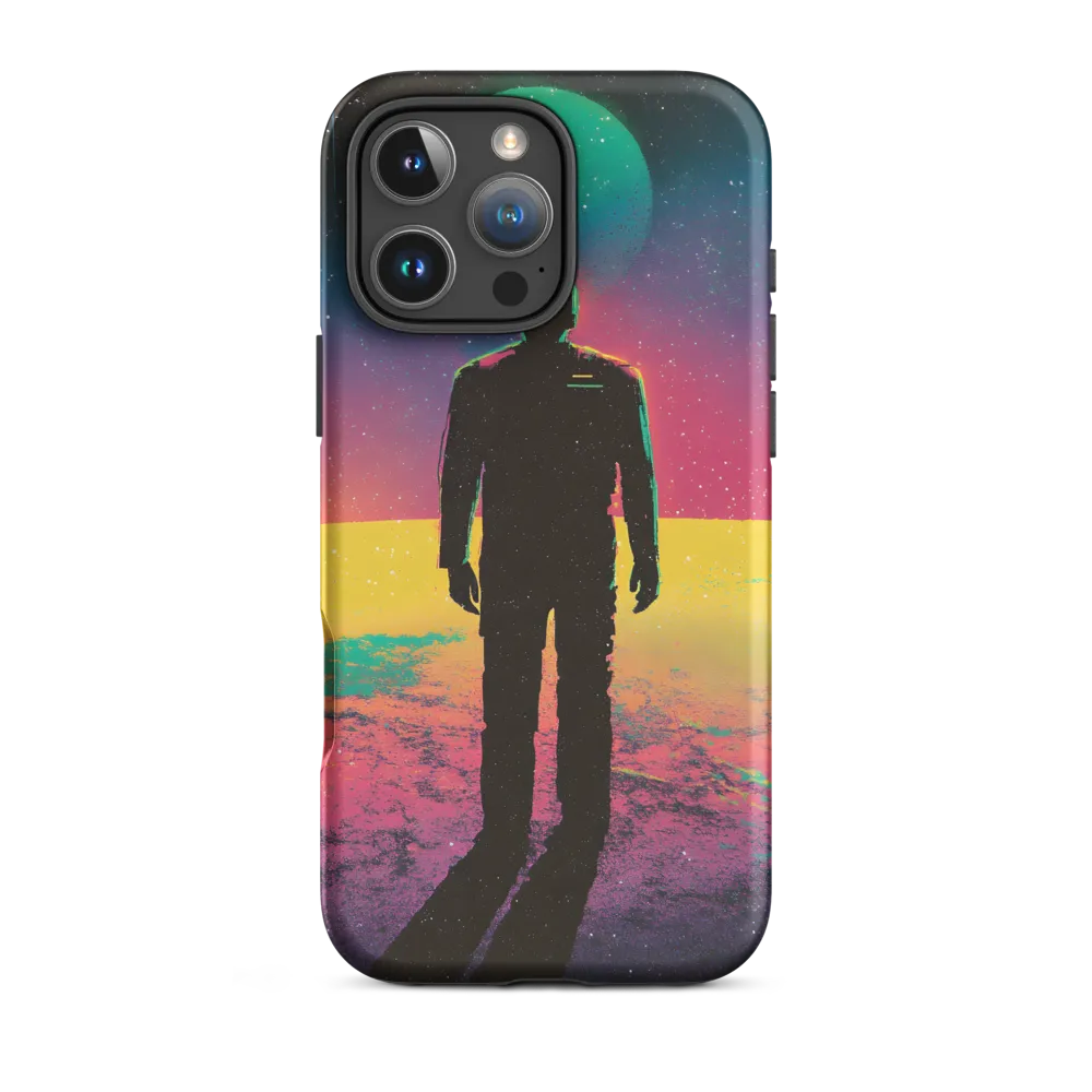 Astronaut Silhouette on Colorful Landscape | Phone Case