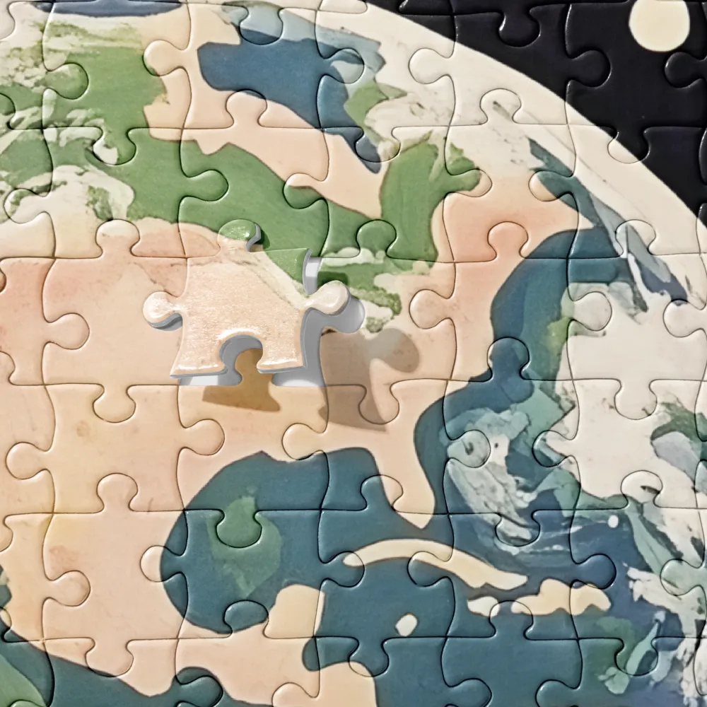 Planetary Embrace: A Retro Space Odyssey 
 Jigsaw Puzzle in Tin Box