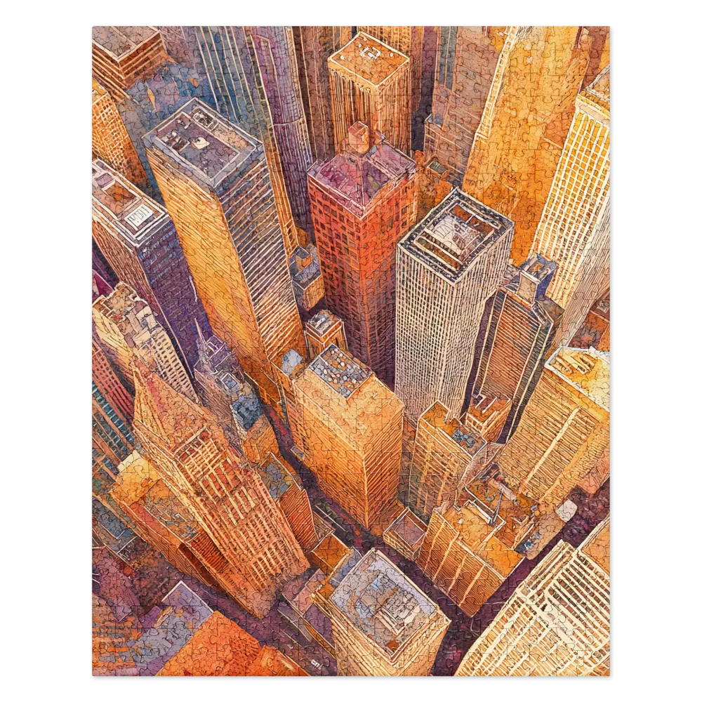 Urban Symphony in Orange and Purple | Jigsaw Puzzle | 252 pieces