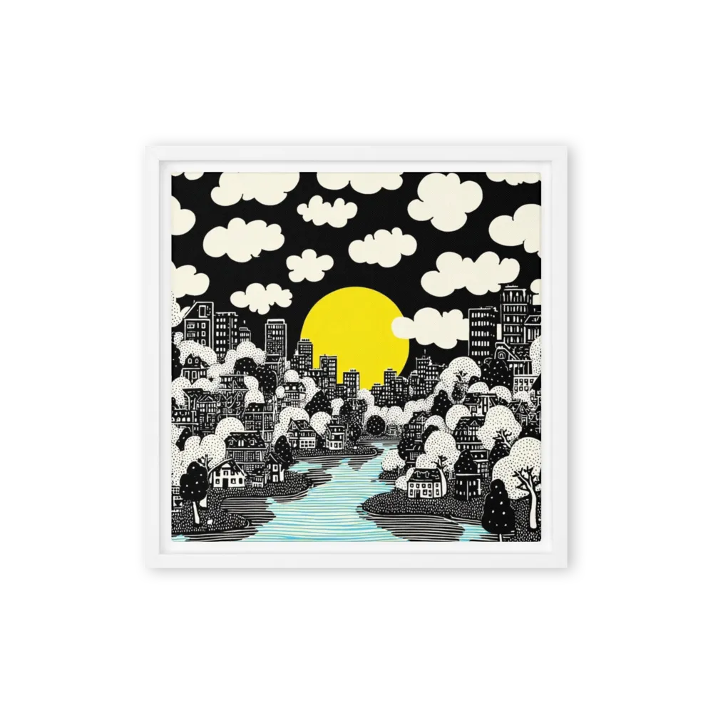 Yellow Sun Over Cityscape | Art Print