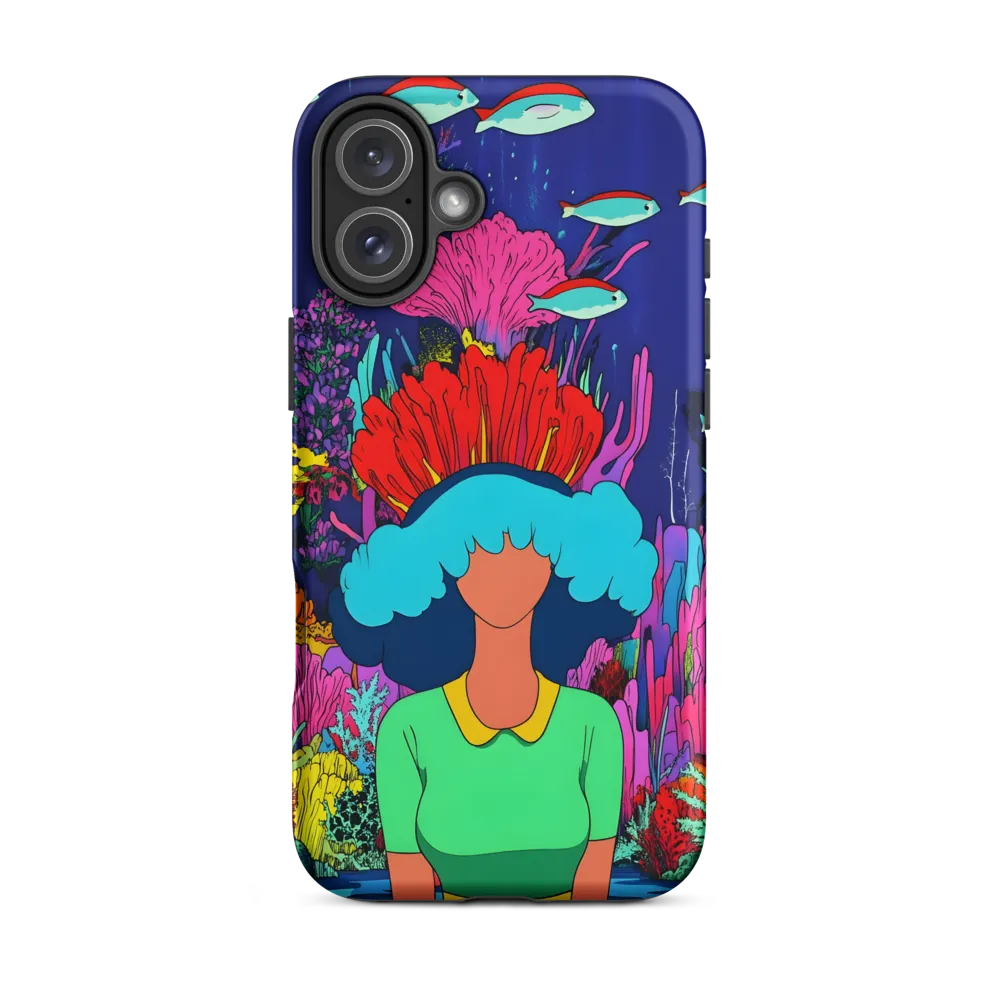 Underwater Scene with Colorful Coral and Figure | Phone Case