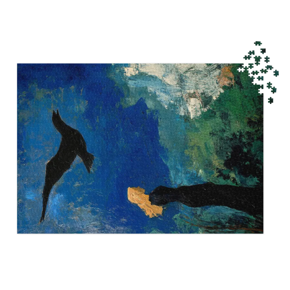Woman Silhouette with Bird