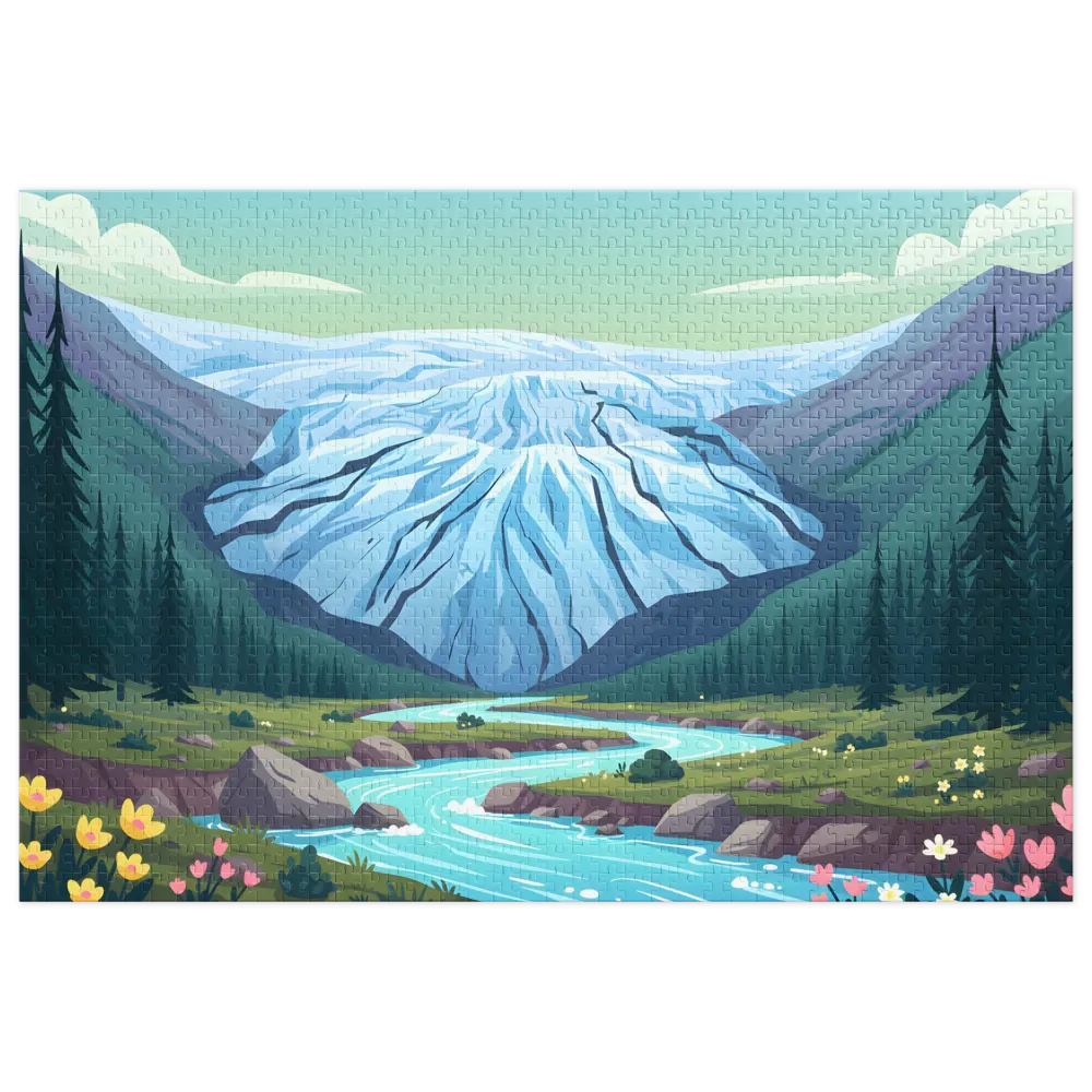 Fiume Ghiacciaio Alpino 
 Puzzle in scatola di metallo