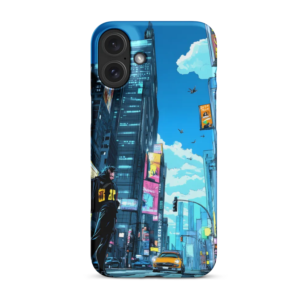 Cityscape with Figure and Taxi | Phone Case