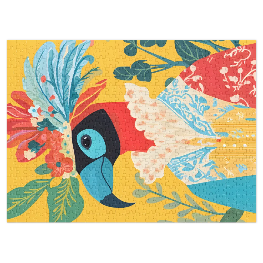 Pássaro Colorido com Coroa Floral | Quebra-cabeça (252/520 peças)
