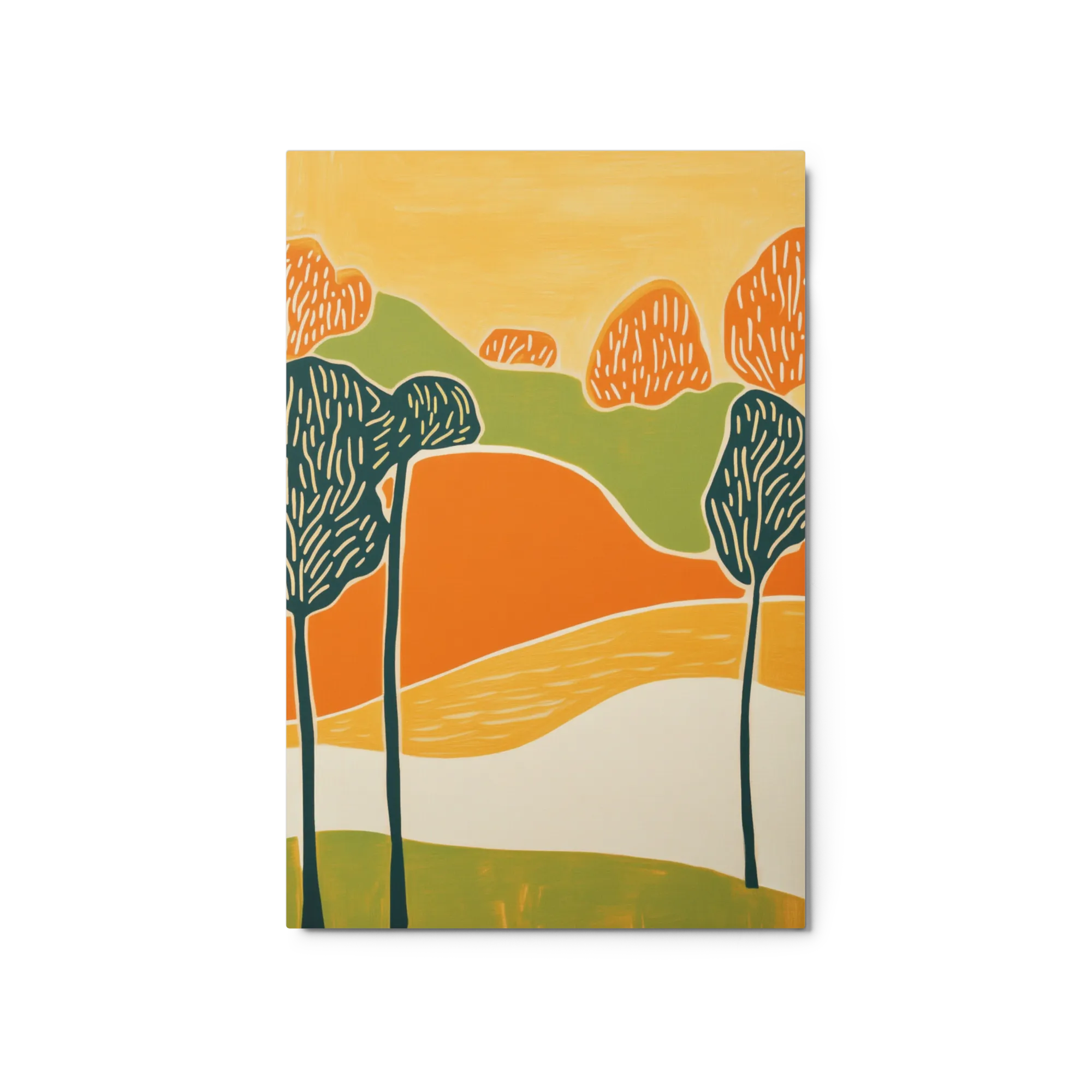 Flat color blocks and rhythmic lines — Gouache and contour