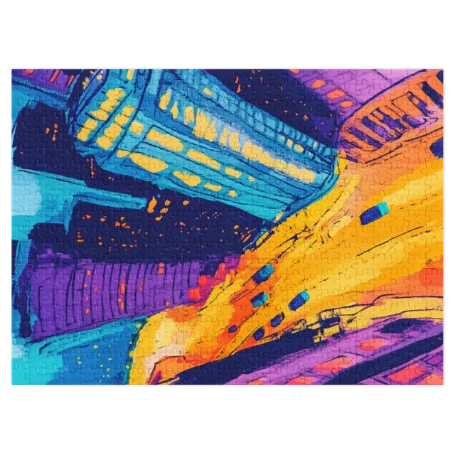 Vibrant Cityscape in Acrylic | Jigsaw Puzzle (252/520 pieces)