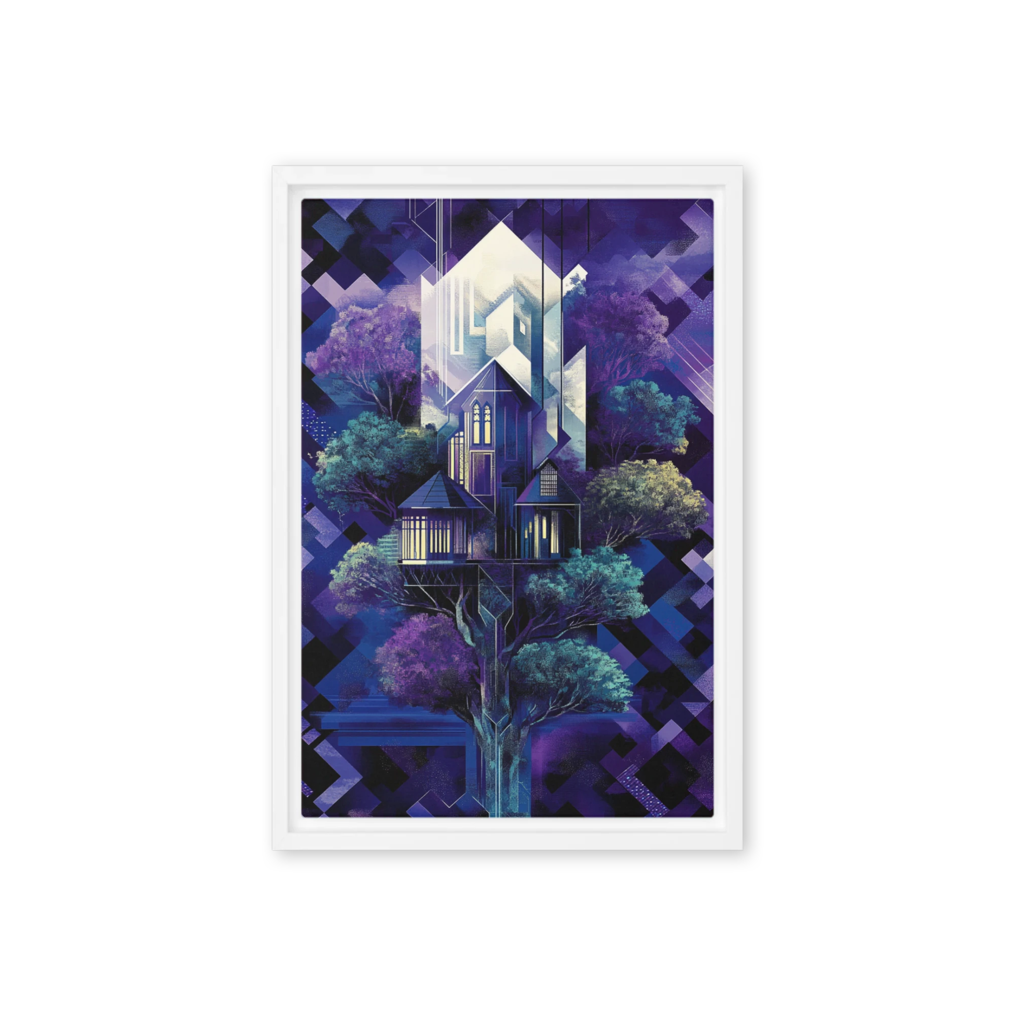 Geometric Fantasy Tree Houses | Art Print