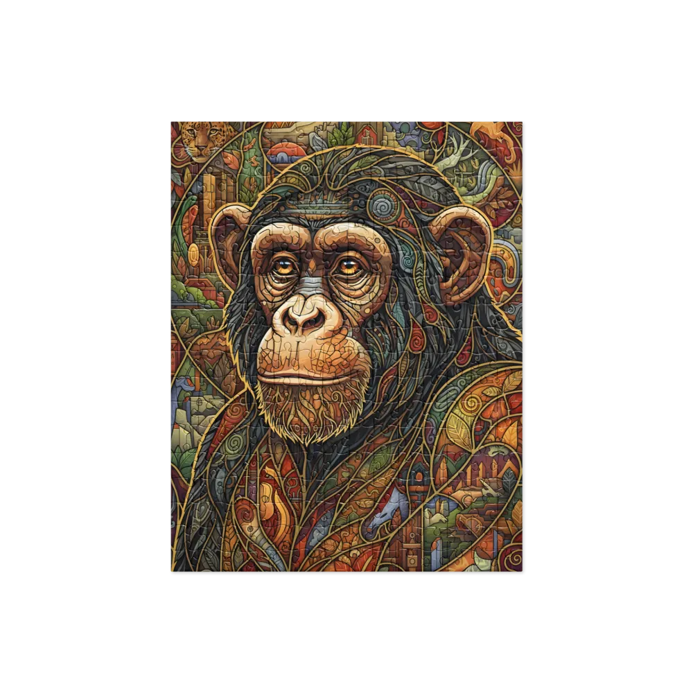 Stained-Glass Chimp 
 Jigsaw Puzzle