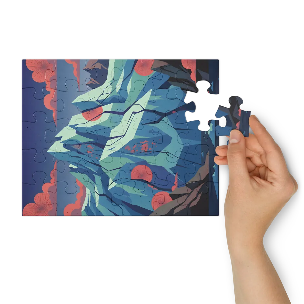 Geometric Mountain Vista 
 Jigsaw Puzzle in Tin Box