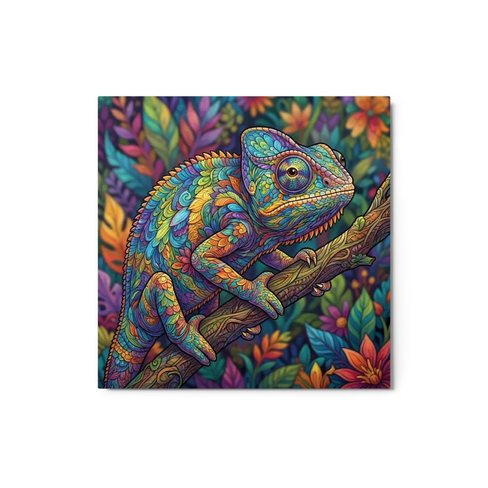 Stained Glass Chameleon 
 Canvas | 20″x 20″