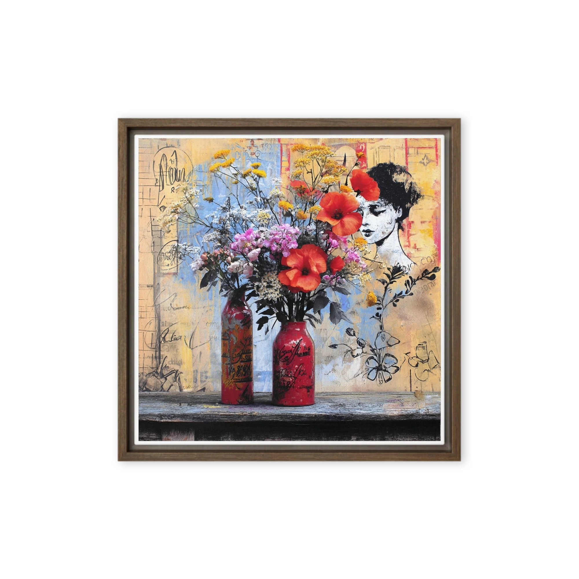 Poppies and Vintage Portrait