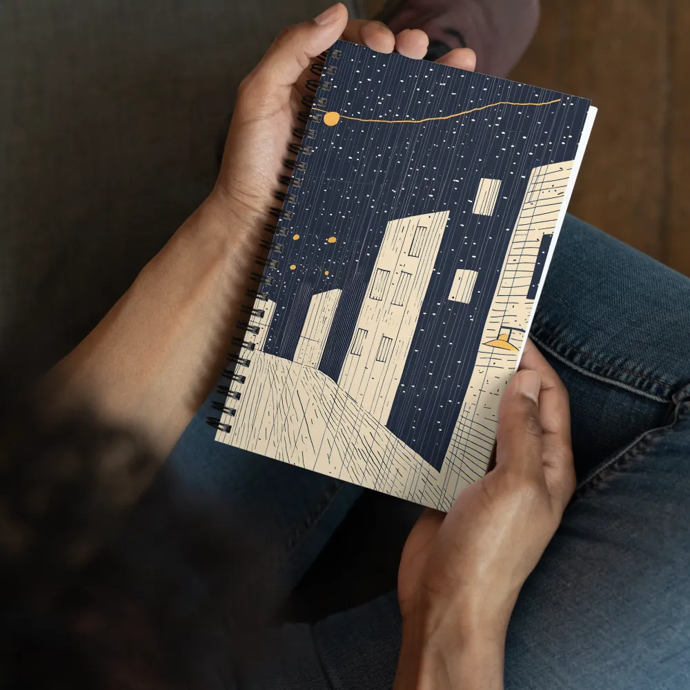 Rainy Cityscape Glow 
 Spiral Notebook | 140 pages