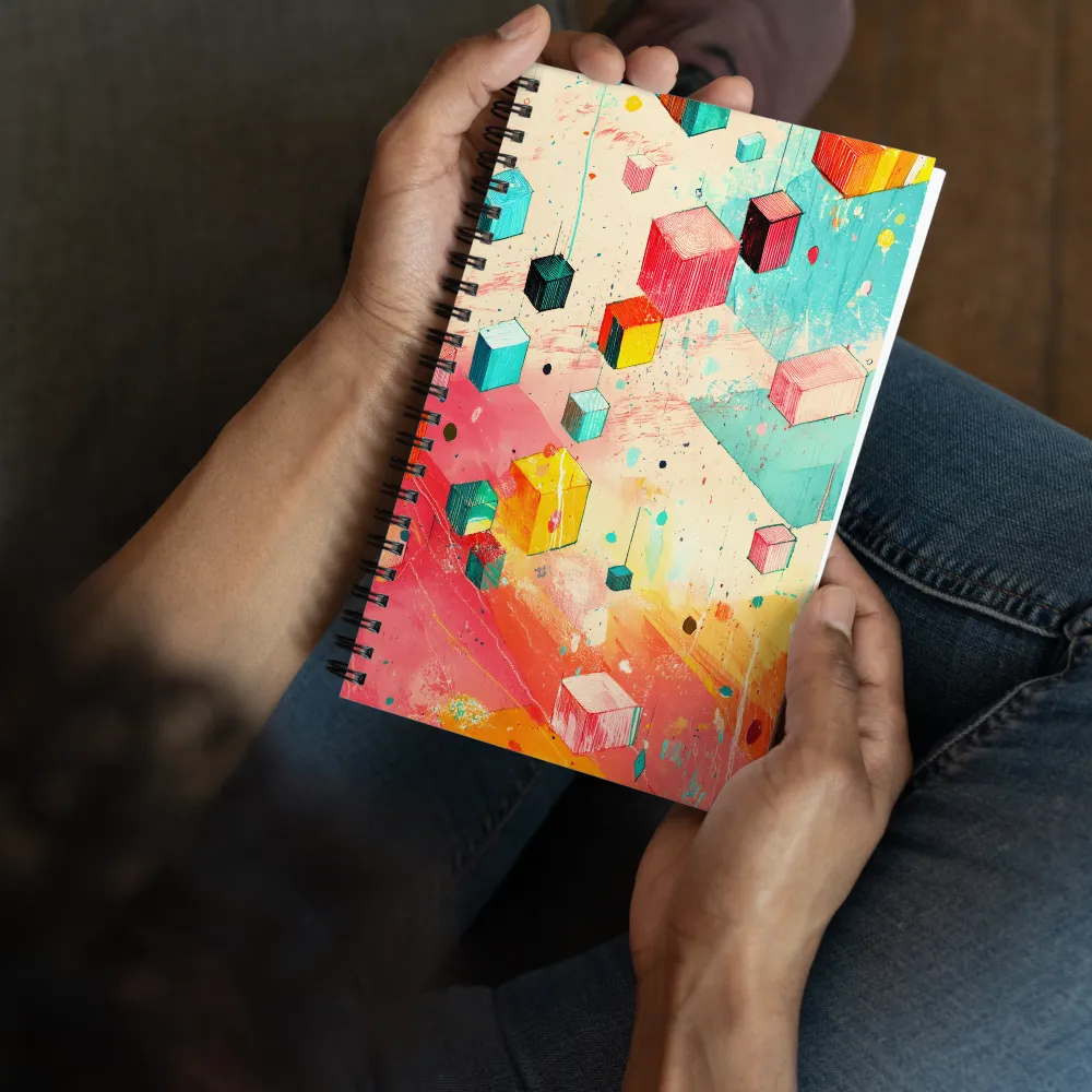 Floating Geometric Cubes 
 Spiral Notebook | 140 pages