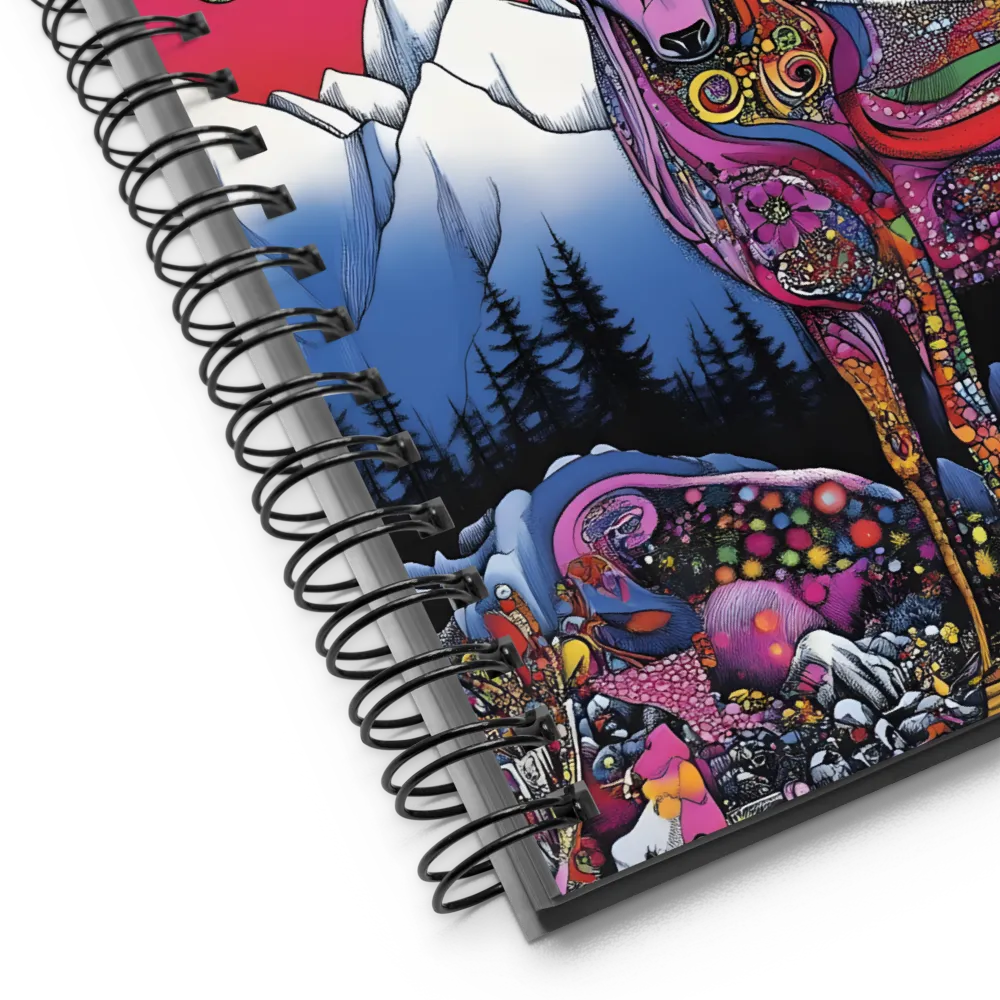 Fantastical Psychedelic Stag in Mountain Glow 
 Spiral Notebook | 140 pages
