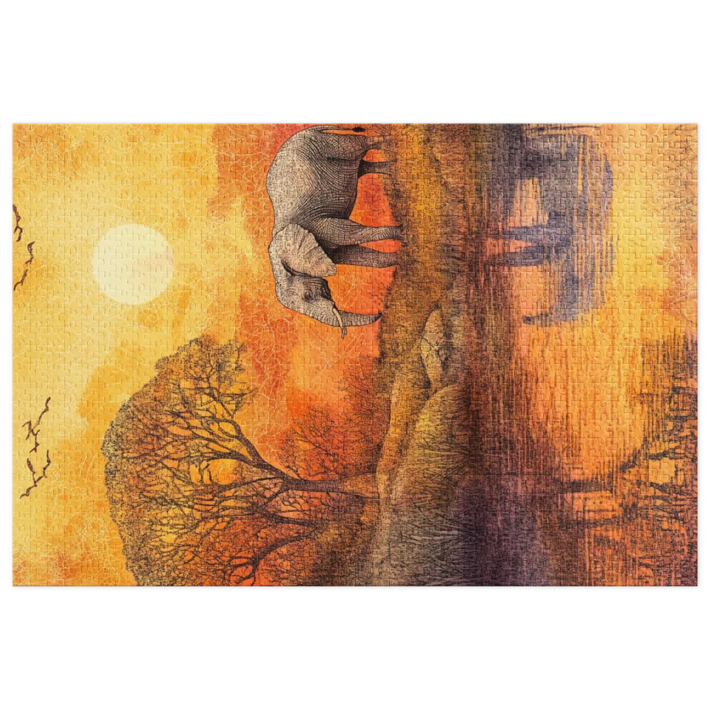 Elephant in Sunset Landscape | Jigsaw Puzzle (252/520 pieces)
