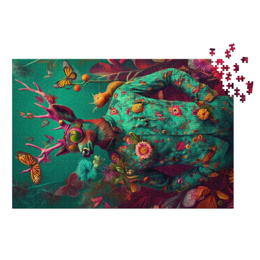 Surreal Deer with Floral Patterns