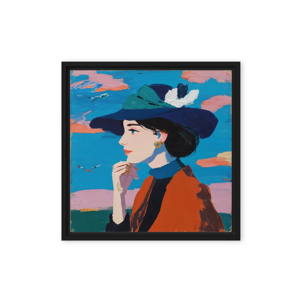 Woman in Blue Hat | Art Print