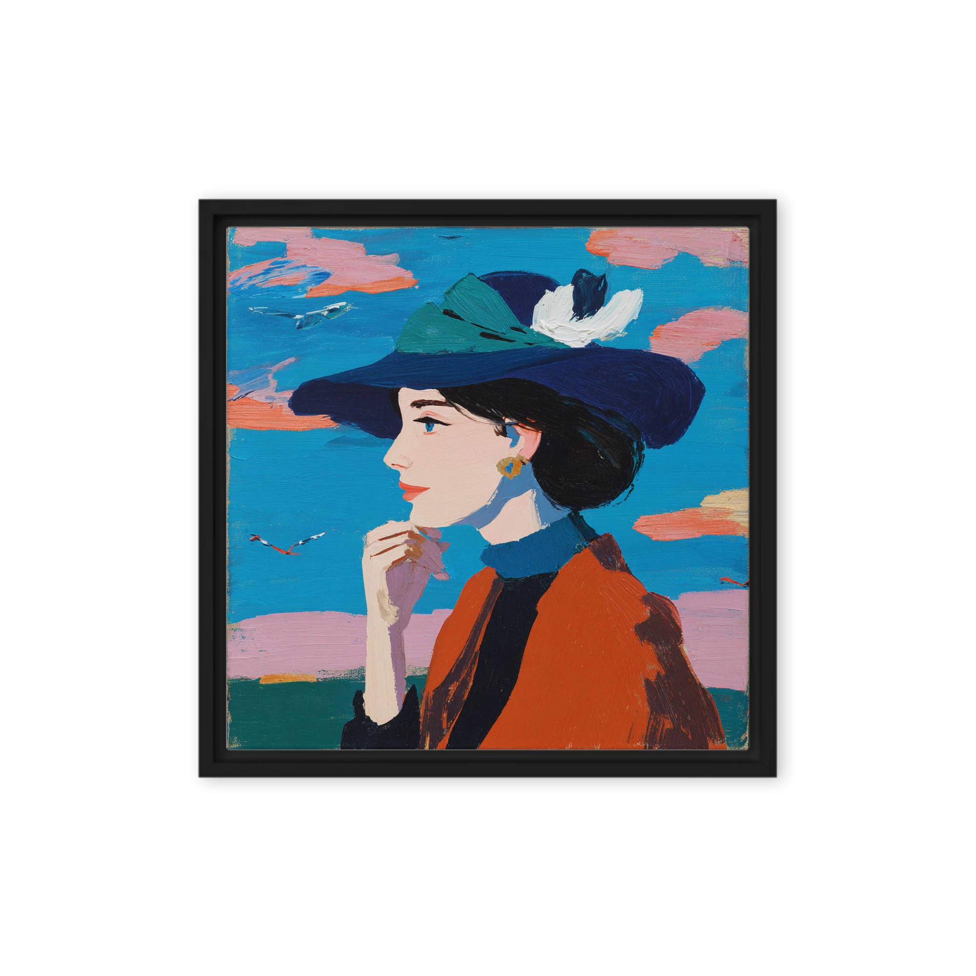 Woman in Blue Hat